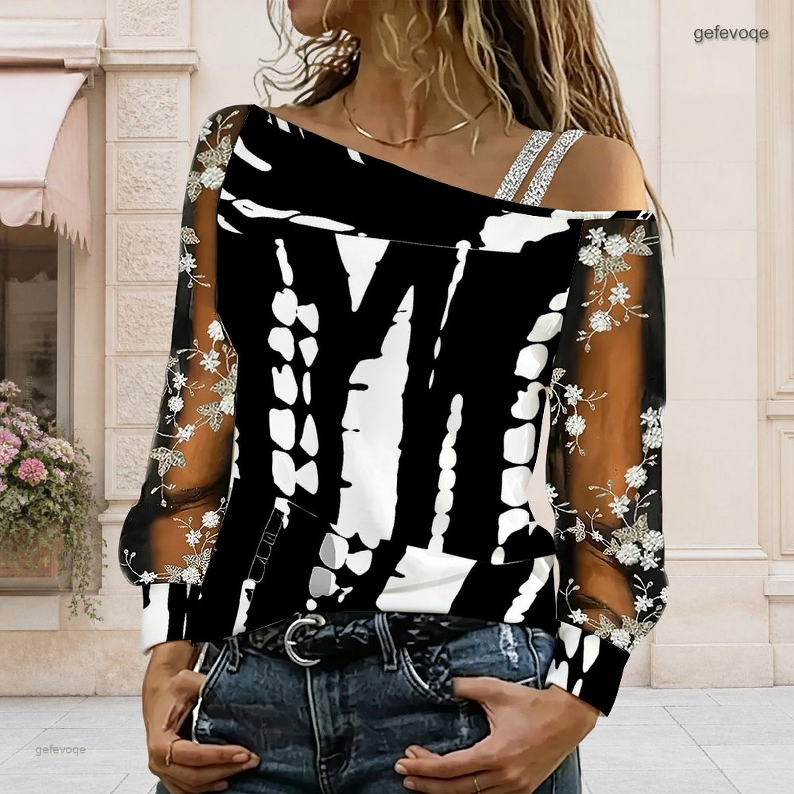 Blouse Off Shoulder - Kadınlar İçin Omuzları Açık Bluz Asimetrik