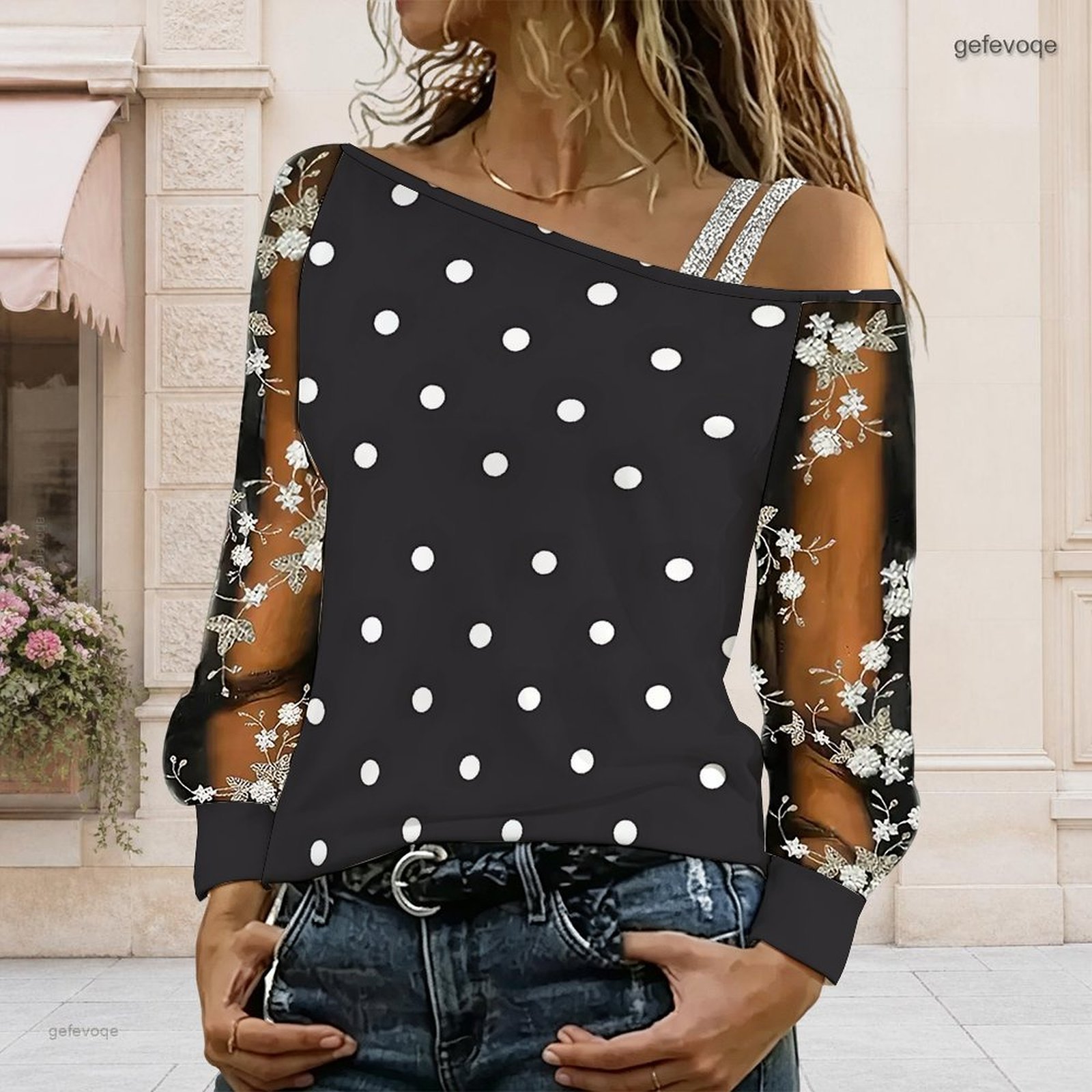 Blouse Off Shoulder - Kadınlar İçin Omuzları Açık Bluz Asimetrik