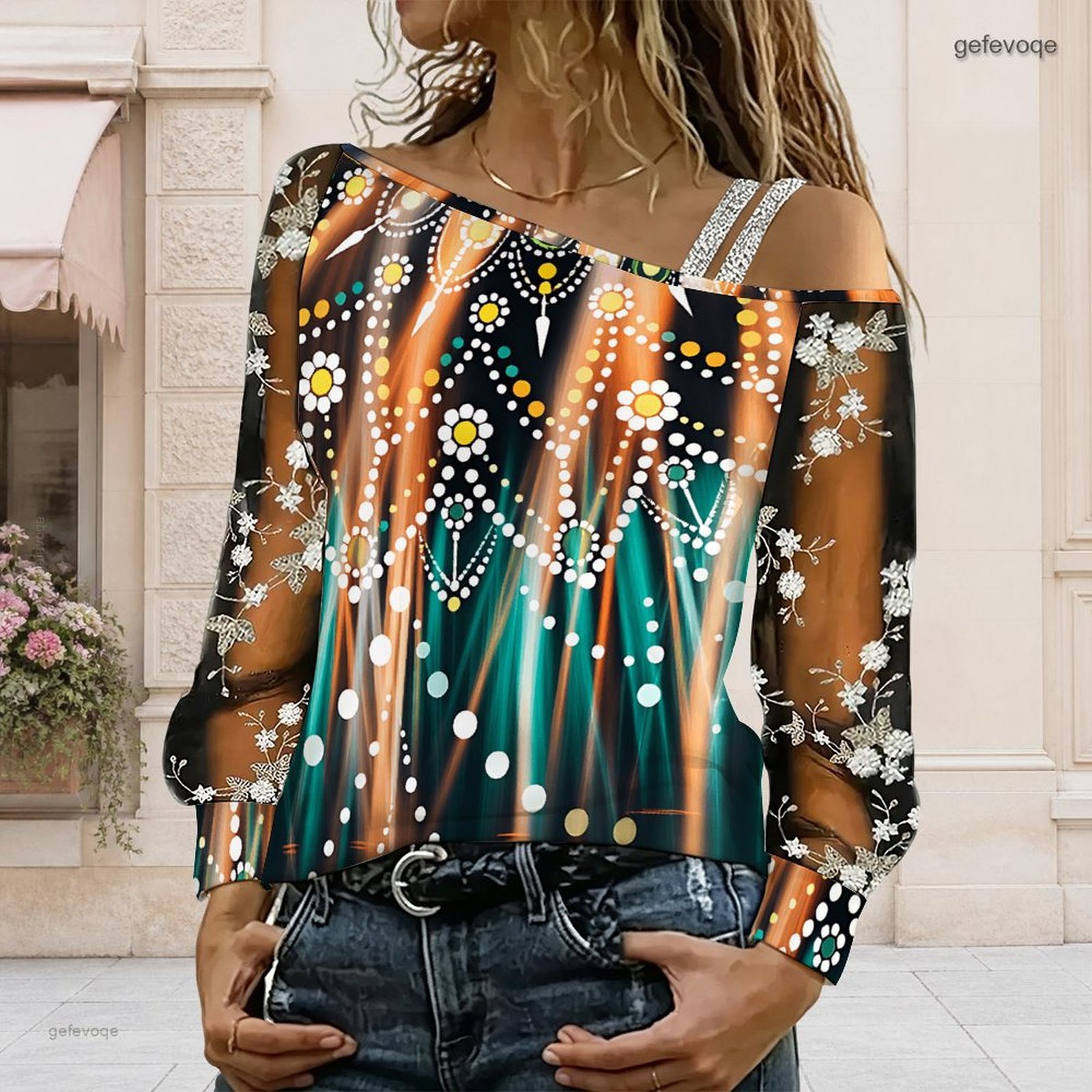 Blouse Off Shoulder - Kadınlar İçin Omuzları Açık Bluz Asimetrik