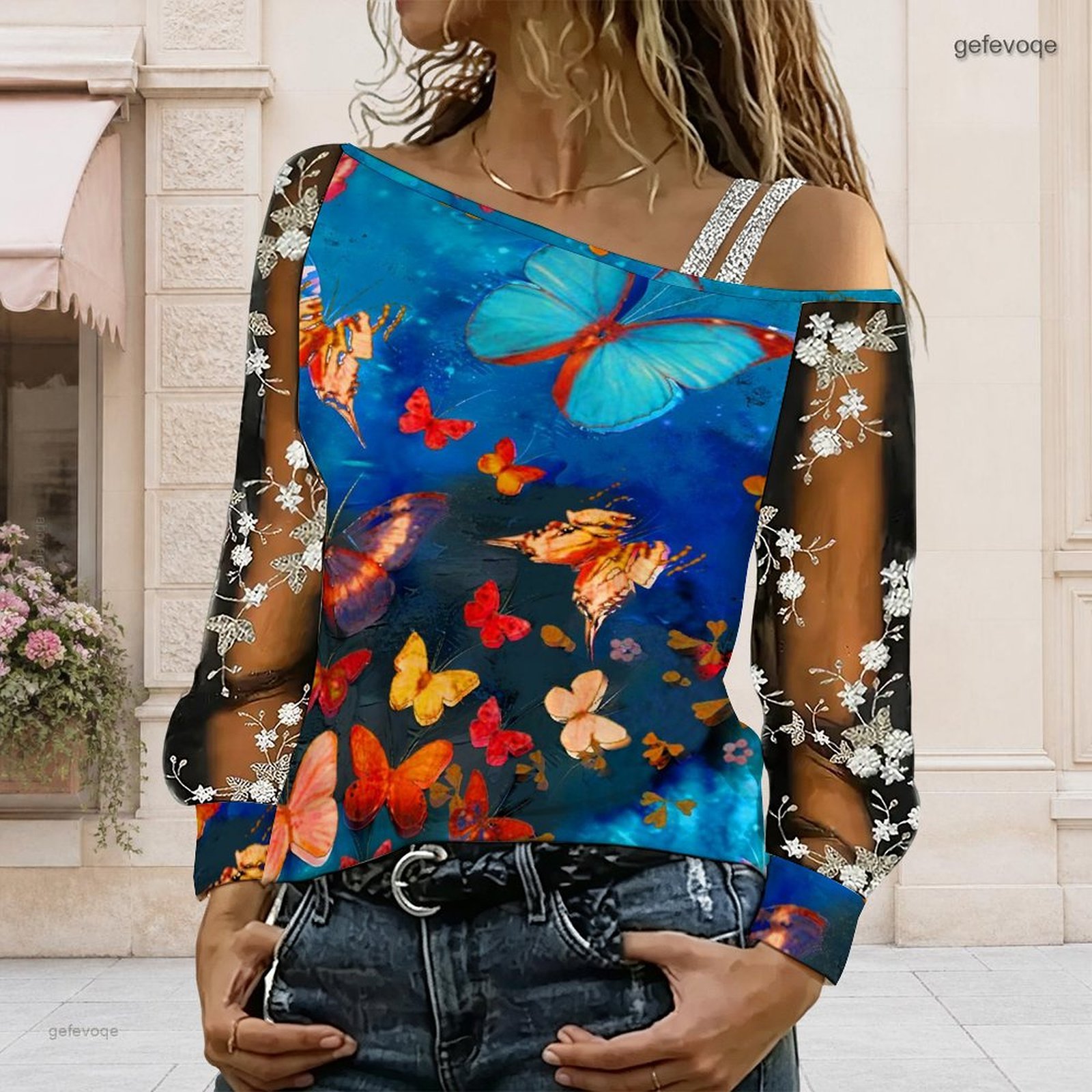 Blouse Off Shoulder - Kadınlar İçin Omuzları Açık Bluz Asimetrik