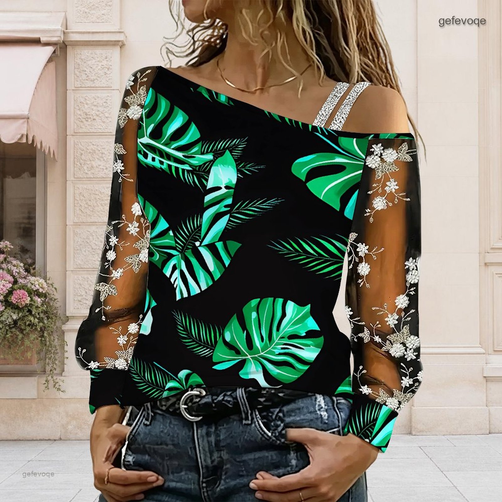 Blouse Off Shoulder - Kadınlar İçin Omuzları Açık Bluz Asimetrik