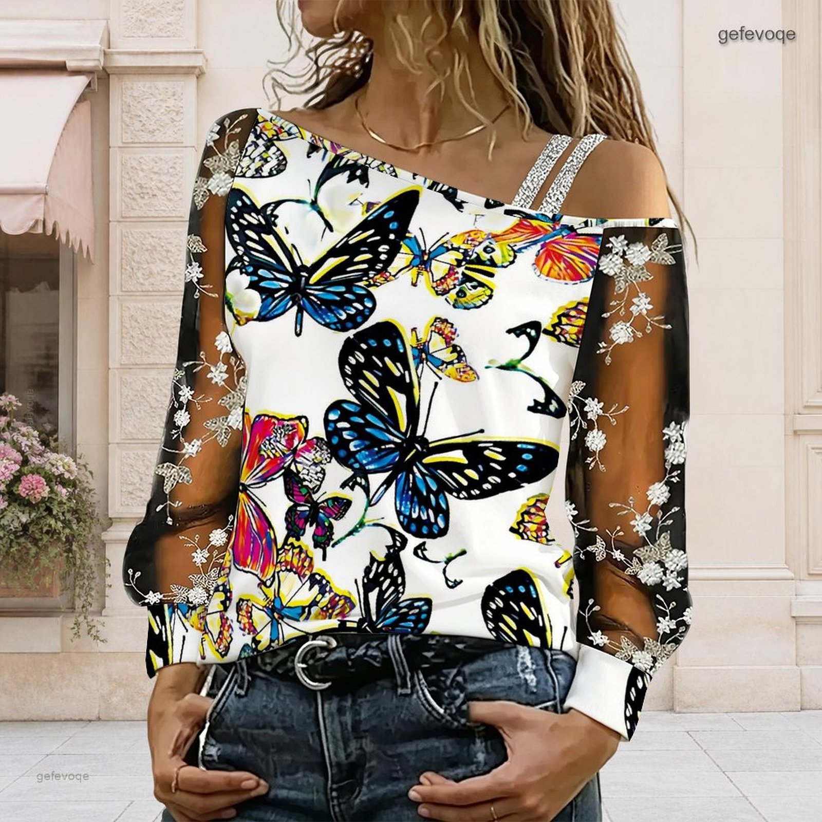 Blouse Off Shoulder - Kadınlar İçin Omuzları Açık Bluz Asimetrik