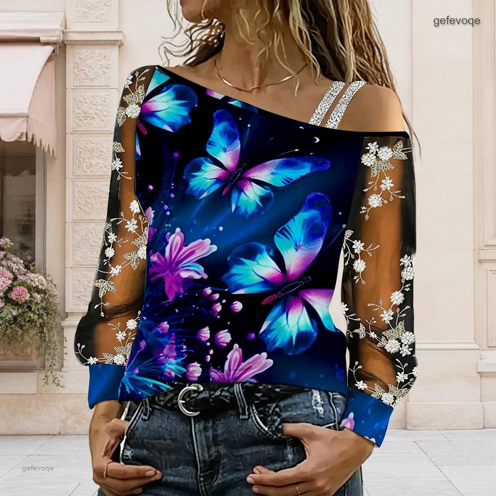 Blouse Off Shoulder - Kadınlar İçin Omuzları Açık Bluz Asimetrik