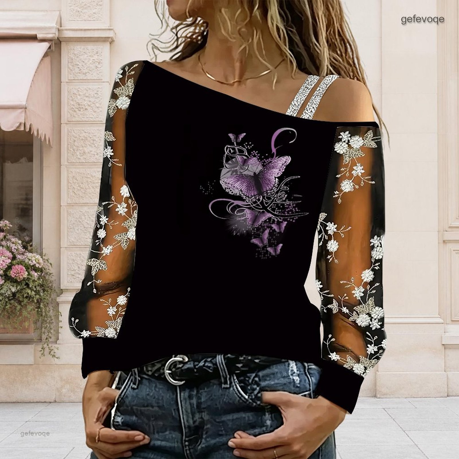 Blouse Off Shoulder - Kadınlar İçin Omuzları Açık Bluz Asimetrik