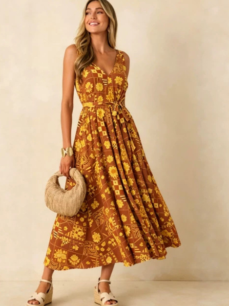 Yaz 2026 Büyük Beden Çiçek Des - Linen Dress Wrap incelemesi ve fiyatı